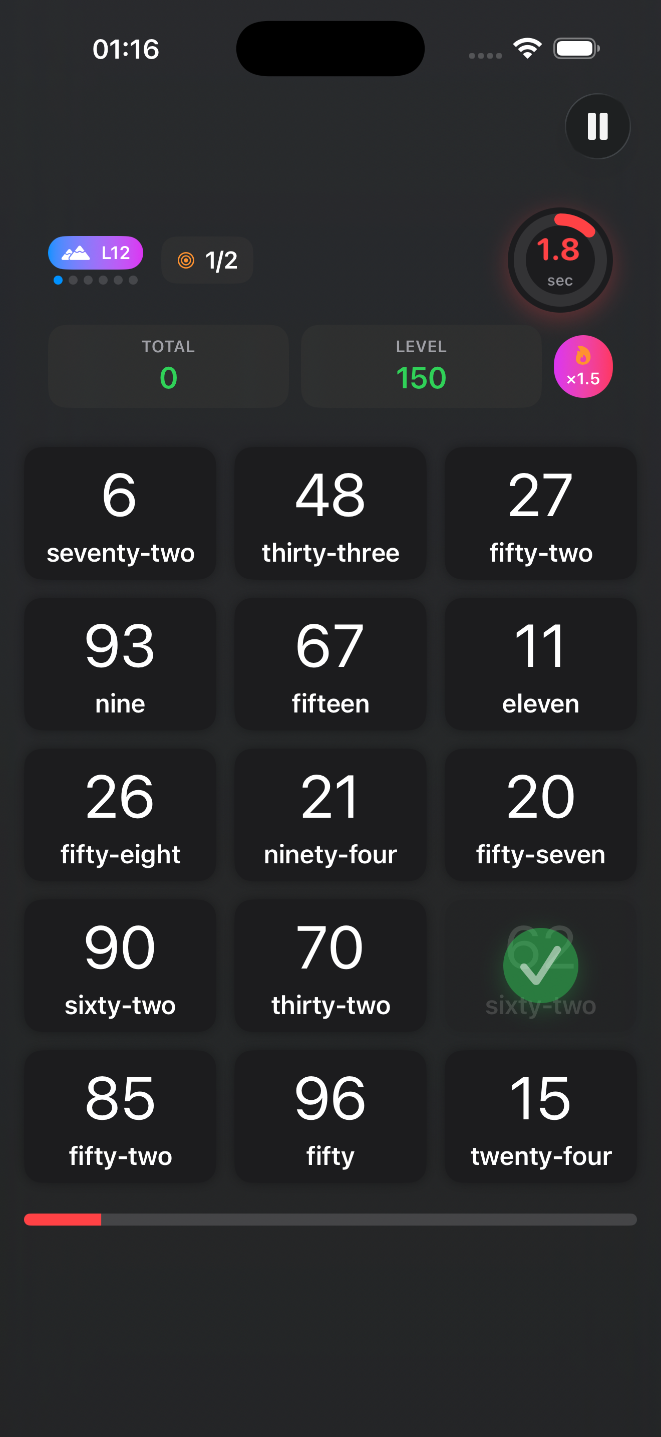 Numbers mode